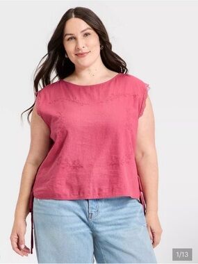 Universal Thread Pink Sleeveless Linen-Blend Camisole